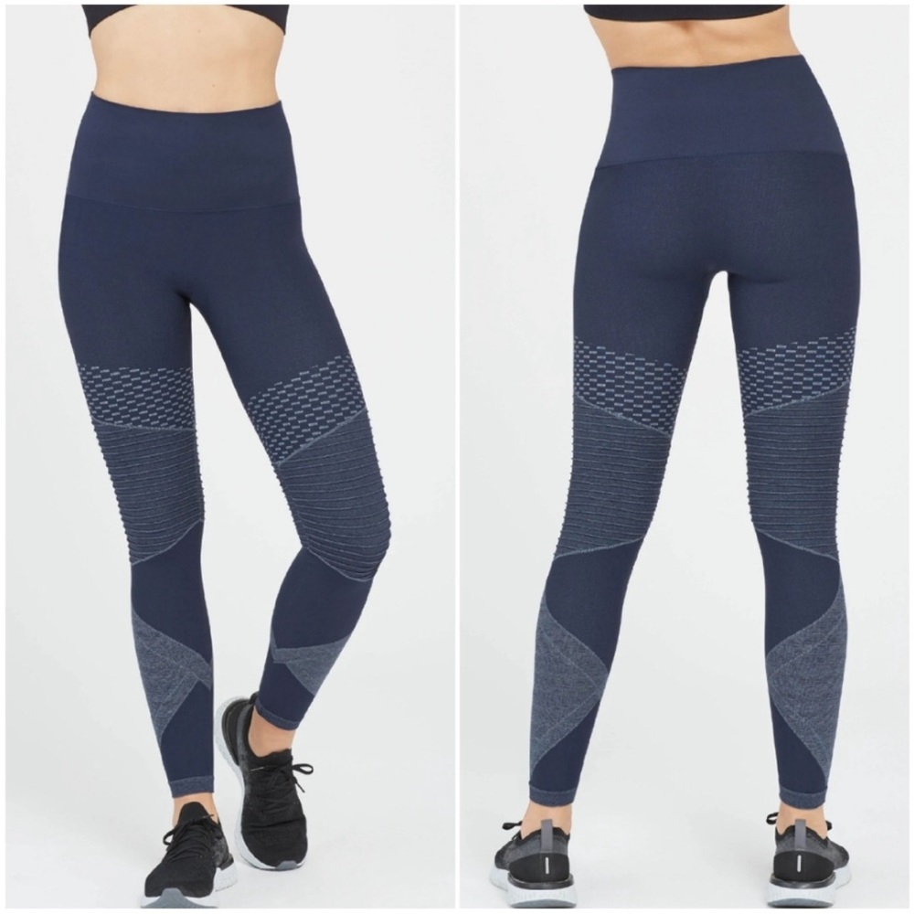 NWT Spanx Seamless Moto Shaping Slimming Legging Blue Indigo Sky